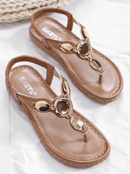 Damemote Metallspenne Soft Beach Clip Toe Sandaler