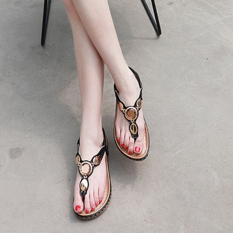 Damemote Metallspenne Soft Beach Clip Toe Sandaler