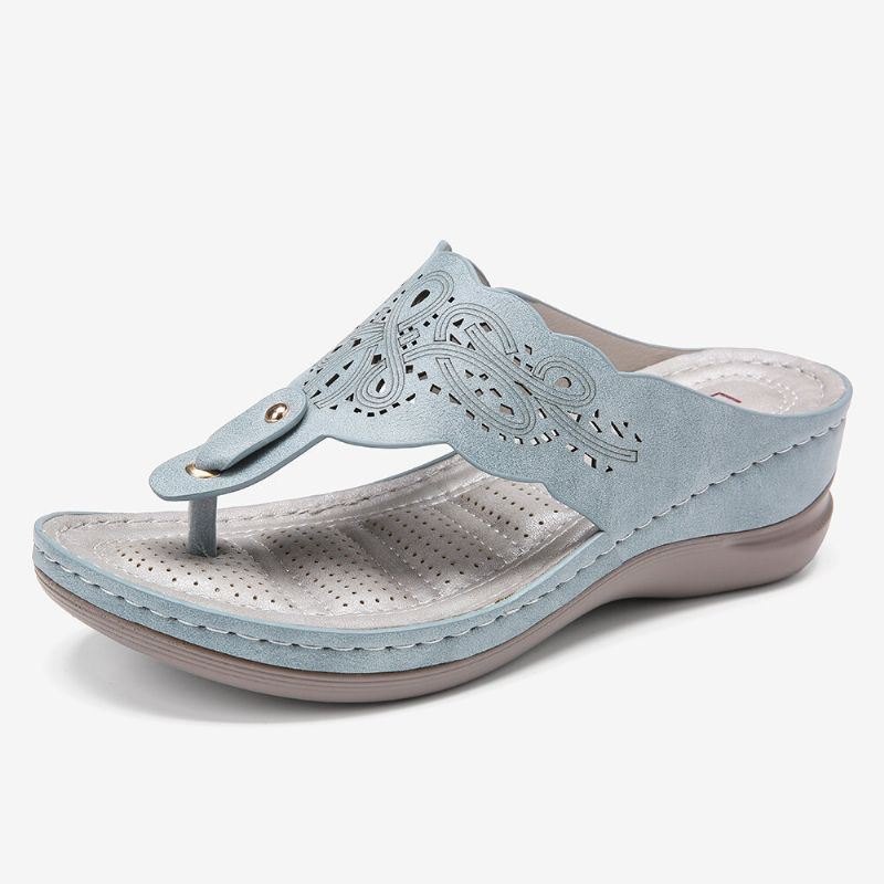 Dameutskjæring Flip Flops Clip Toe Slip On Casual Wedge Sandaler