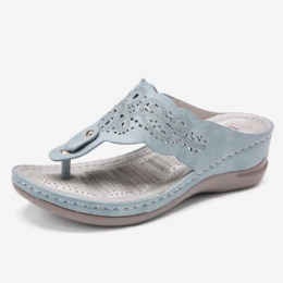 Dameutskjæring Flip Flops Clip Toe Slip On Casual Wedge Sandaler