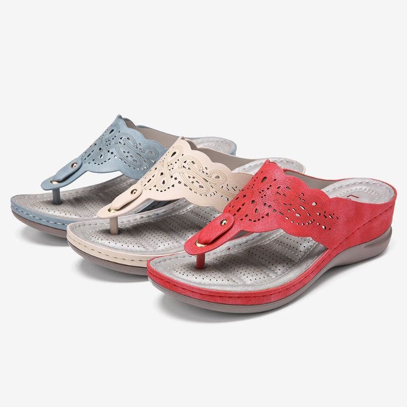 Dameutskjæring Flip Flops Clip Toe Slip On Casual Wedge Sandaler