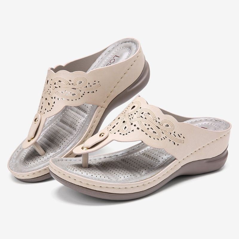 Dameutskjæring Flip Flops Clip Toe Slip On Casual Wedge Sandaler