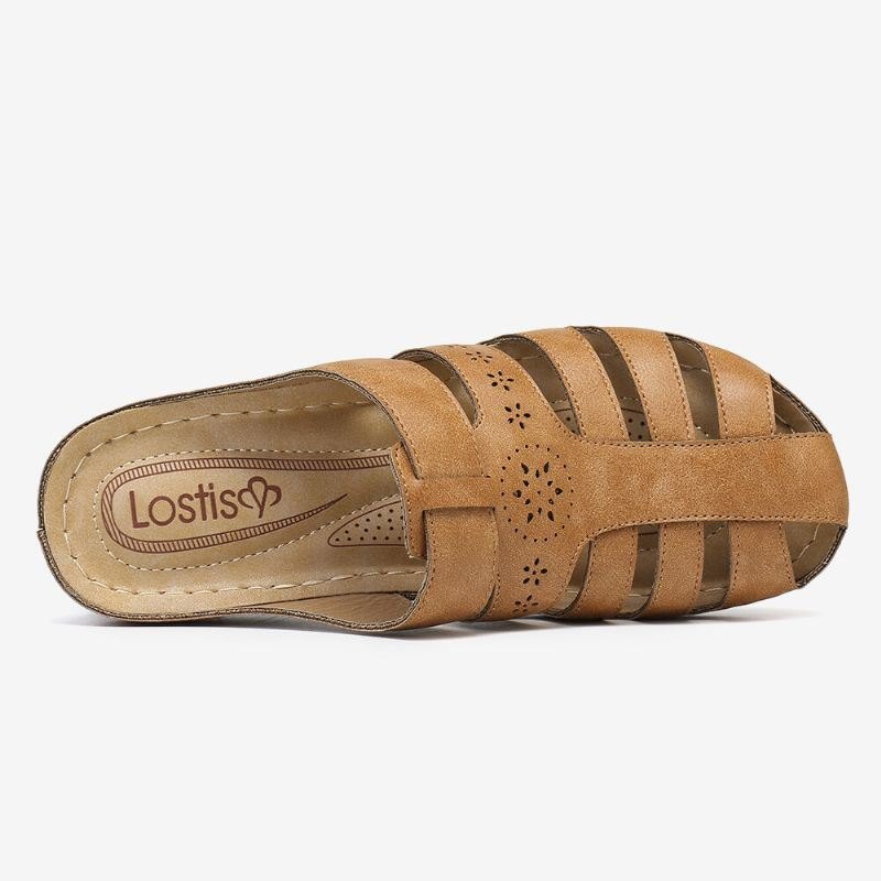 Dameutskjæring Lukket Tå Slip On Ryggløs Comfy Casual Wedge Sandaler