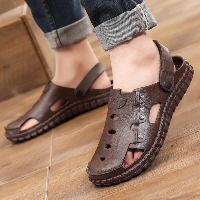 Herre Hollow Out Slip On Casual Outdoor Fisherman Sandaler