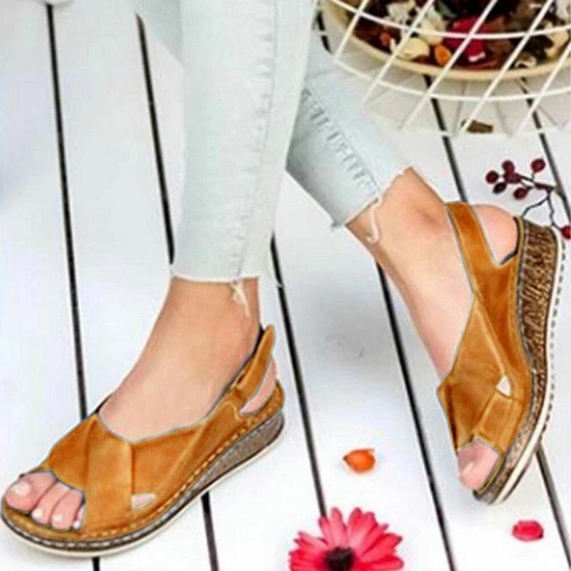 Hook Loop Åpen Tå Slingback Casual Summer Wedge Sandaler