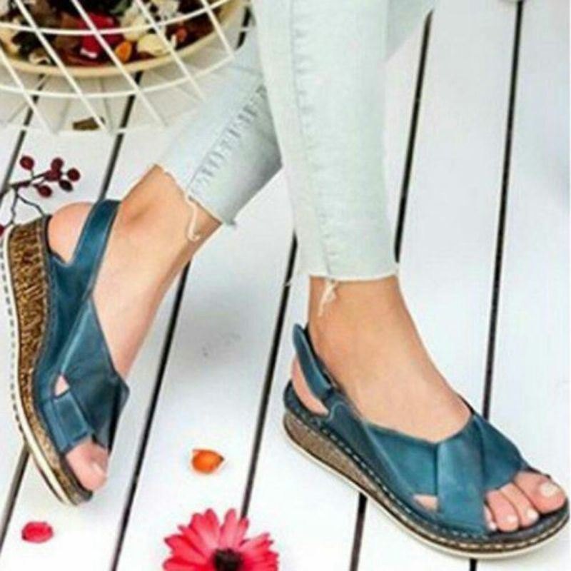 Hook Loop Åpen Tå Slingback Casual Summer Wedge Sandaler