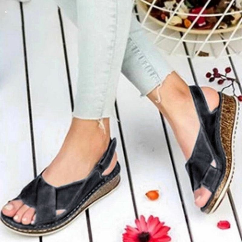 Hook Loop Åpen Tå Slingback Casual Summer Wedge Sandaler