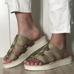 Kvinner Vevd Åpen Tå. Slip On Comfy Casual Sommer Flat Sandaler