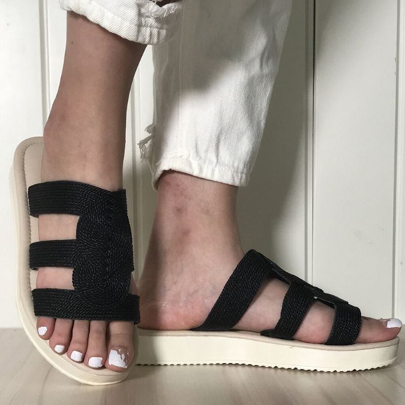 Kvinner Vevd Åpen Tå. Slip On Comfy Casual Sommer Flat Sandaler