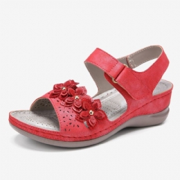 Kvinners Krokløkke Flower Decro Open Toe Comfy Wedge Sandaler