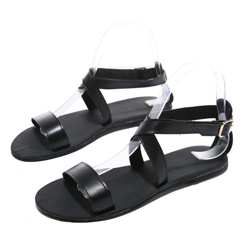 Roman Cross Beach Spenne Flat Sandaler For Kvinner