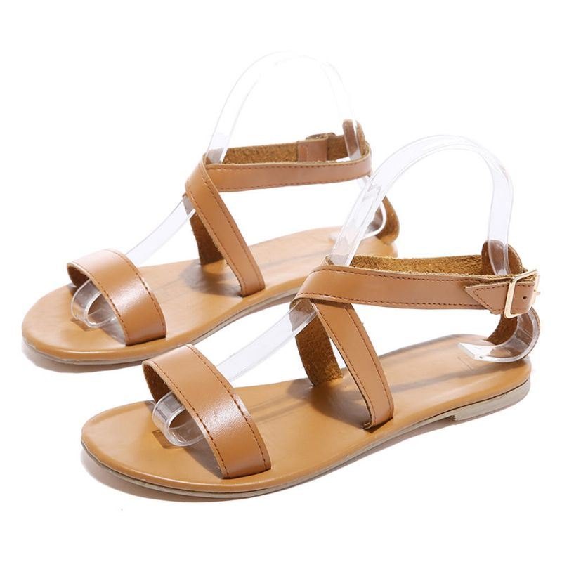 Roman Cross Beach Spenne Flat Sandaler For Kvinner