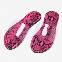 Snakeskin Printed Transparent Belte Flat Sandaler