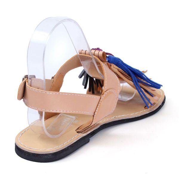 Sommer Dame Dusker Frynser Slingback Flat Sandaler Mokkasiner Sko