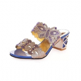 Sommer Elegante Strandsandaler For Dame Slip-on-plattformtøfler Butterfly Rhinestone-sandaler