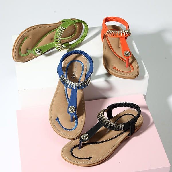 Stor Størrelse Dame Sommer Myk Såle Slip On Outdoor Beach Sandaler