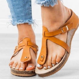 Stor Størrelse Damespenne Flip Flops Casual Wedge Sandaler