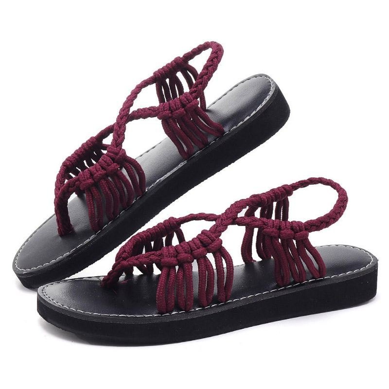 Summer Beach Braided Straps Sandaler For Dame