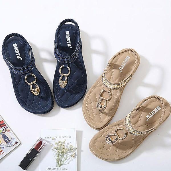 Utendørs Strand Flat Flip Flops Casual Flat Dame Sandaler Sko