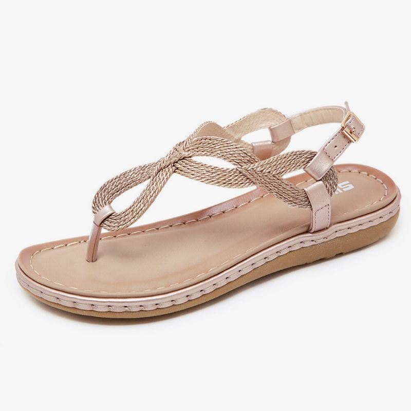 Women Weave Clip Toe Spenne Myk Såle Uformell Sommerstrand Flate Sandaler