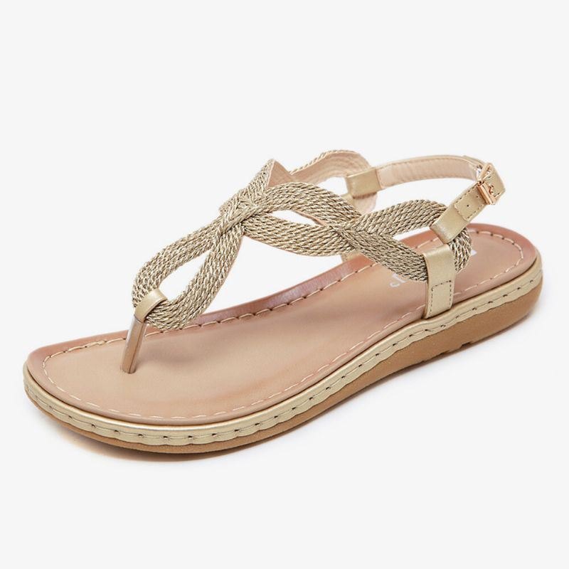 Women Weave Clip Toe Spenne Myk Såle Uformell Sommerstrand Flate Sandaler