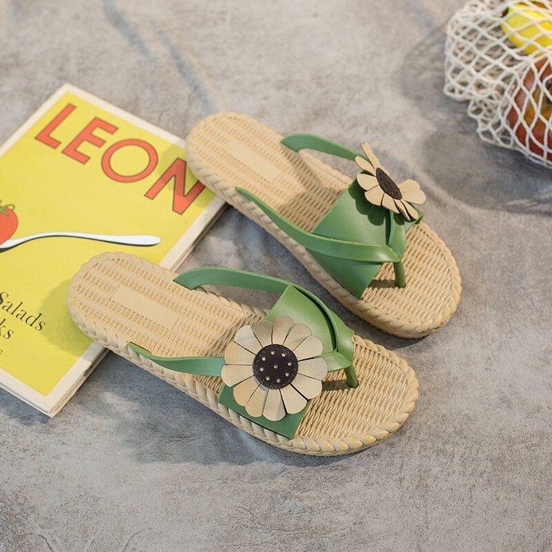 Womens Clip Toe Sunflower Beach Massasjesåler Slidesandaler