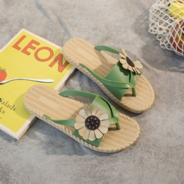 Womens Clip Toe Sunflower Beach Massasjesåler Slidesandaler