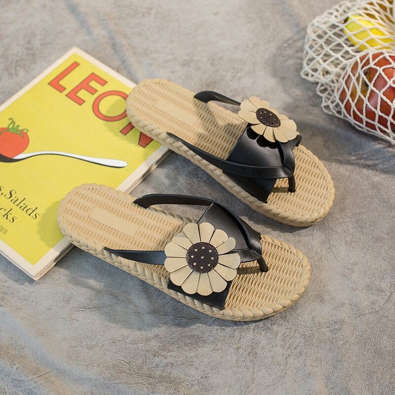 Womens Clip Toe Sunflower Beach Massasjesåler Slidesandaler