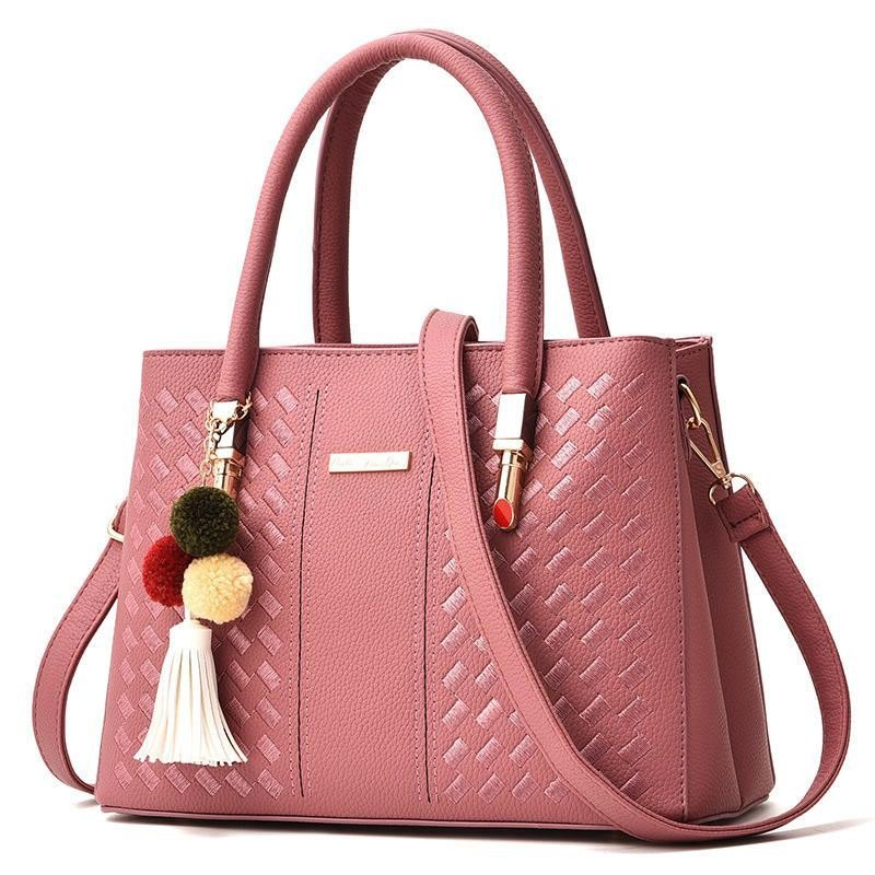 2 Hovedlommer Dame Pu Leather Casual Handbag Crossbody Bag