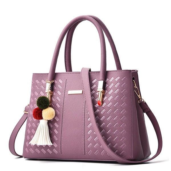 2 Hovedlommer Dame Pu Leather Casual Handbag Crossbody Bag