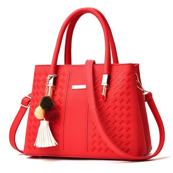 2 Hovedlommer Dame Pu Leather Casual Handbag Crossbody Bag