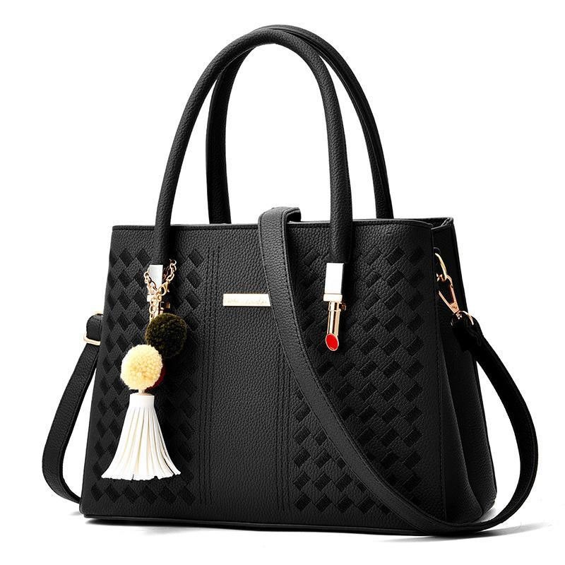 2 Hovedlommer Dame Pu Leather Casual Handbag Crossbody Bag