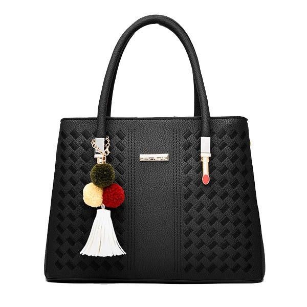 2 Hovedlommer Dame Pu Leather Casual Handbag Crossbody Bag