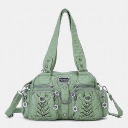 Angel Kiss Dame Pu Lær Multi-bær Ensfarget Mote Uformell Skulderveske Crossbody Bag Håndveske