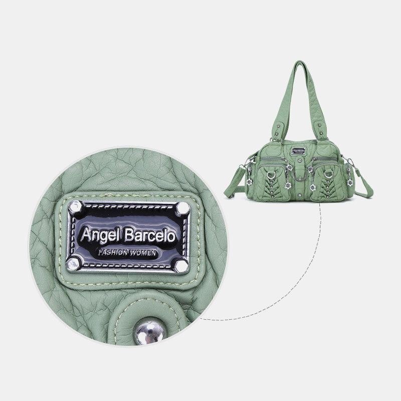 Angel Kiss Dame Pu Lær Multi-bær Ensfarget Mote Uformell Skulderveske Crossbody Bag Håndveske