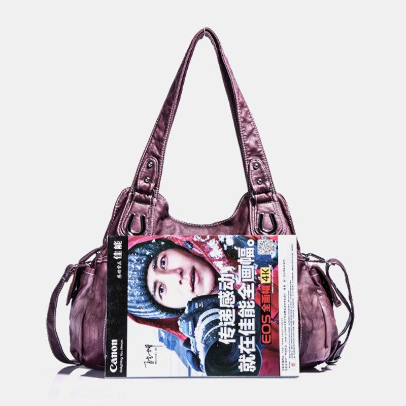 Angel Kiss Dame Pu Lær Multi-bære Ensfarget Crossbody Bag Skulderveske Tote Håndveske