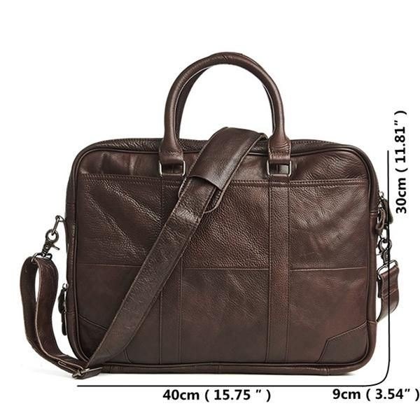 Business Laptop-veske I Ekte Skinn For Herre Koffert Crossbody-veske