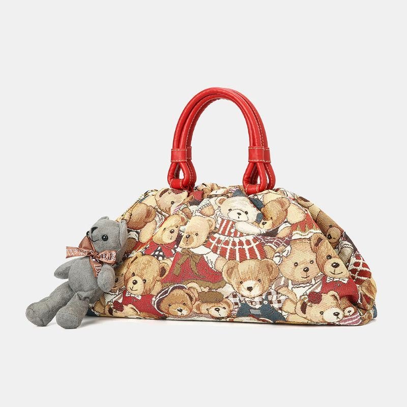 Dame Bear Mønster Casual Handbag Crossbody Bag