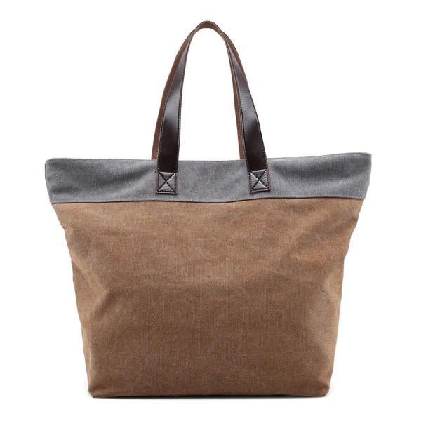 Dame Canvas Hit Color Tote Bag Casual Handbag Skulderveske