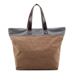 Dame Canvas Hit Color Tote Bag Casual Handbag Skulderveske