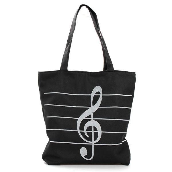 Dame Canvas Musical Shopping Bags Tote Girls Portable Skuldervesker Håndvesker