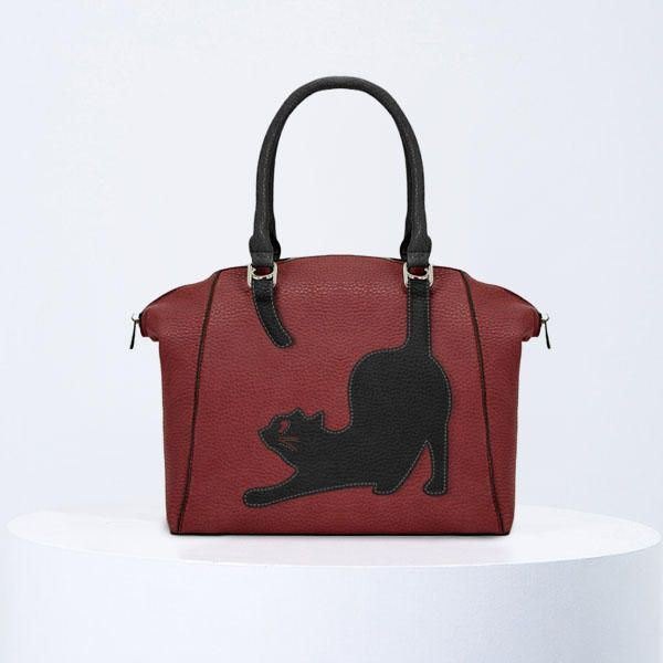 Dame Faux Leather Fashion Large Capacity Cat Bag Håndveske