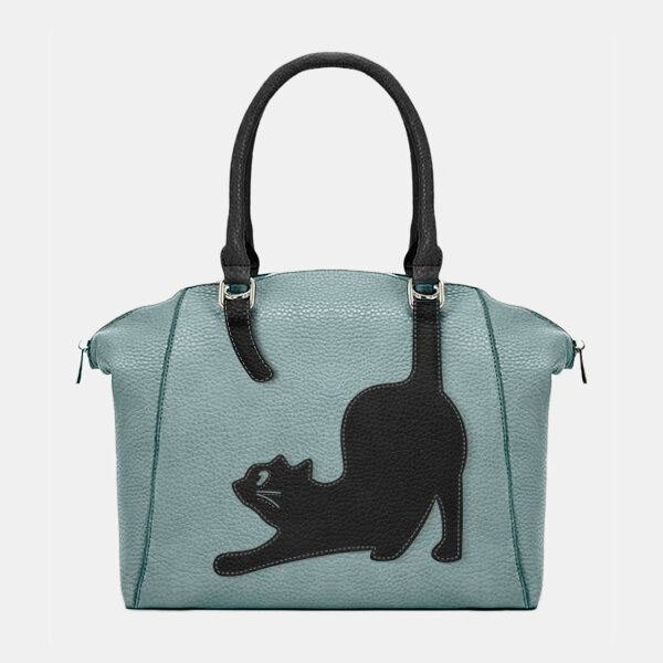 Dame Faux Leather Fashion Large Capacity Cat Bag Håndveske