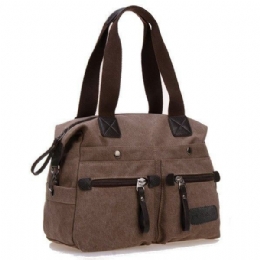 Dame Herre Canvas Multi Pocket Håndvesker Uformell Pute Skulder Crossbody Vesker