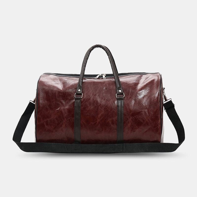 Dame & Herre Skinn Retro Håndveske Med Stor Kapasitet Business Bagasjeveske Skulderveske Crossbody Veske