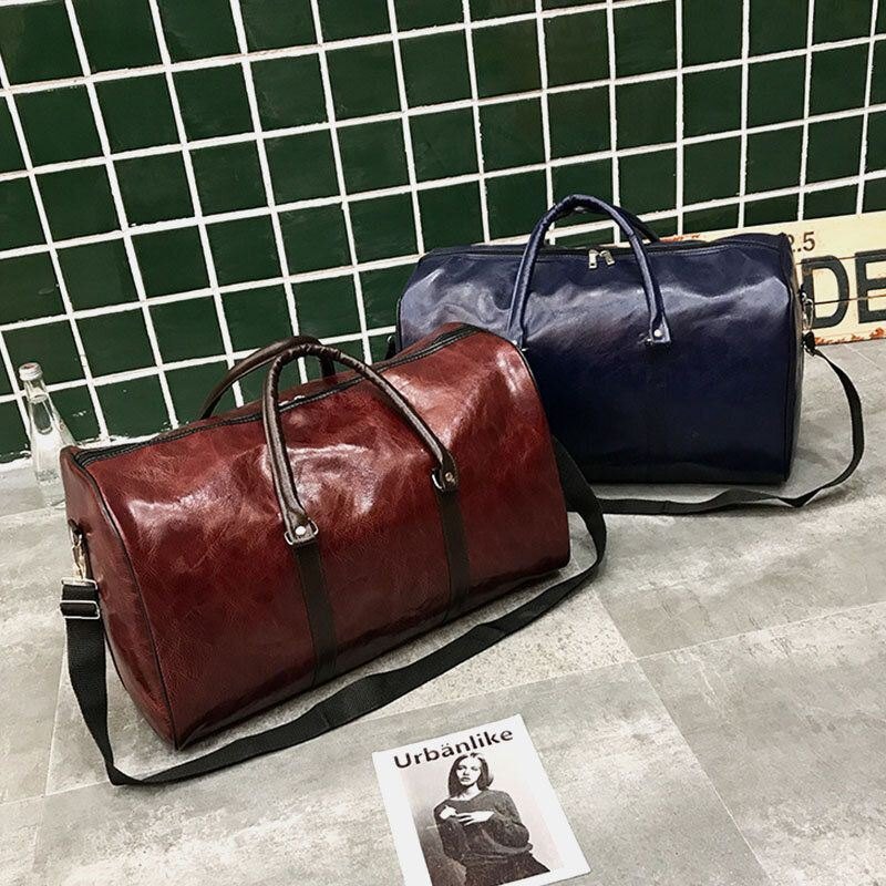 Dame & Herre Skinn Retro Håndveske Med Stor Kapasitet Business Bagasjeveske Skulderveske Crossbody Veske