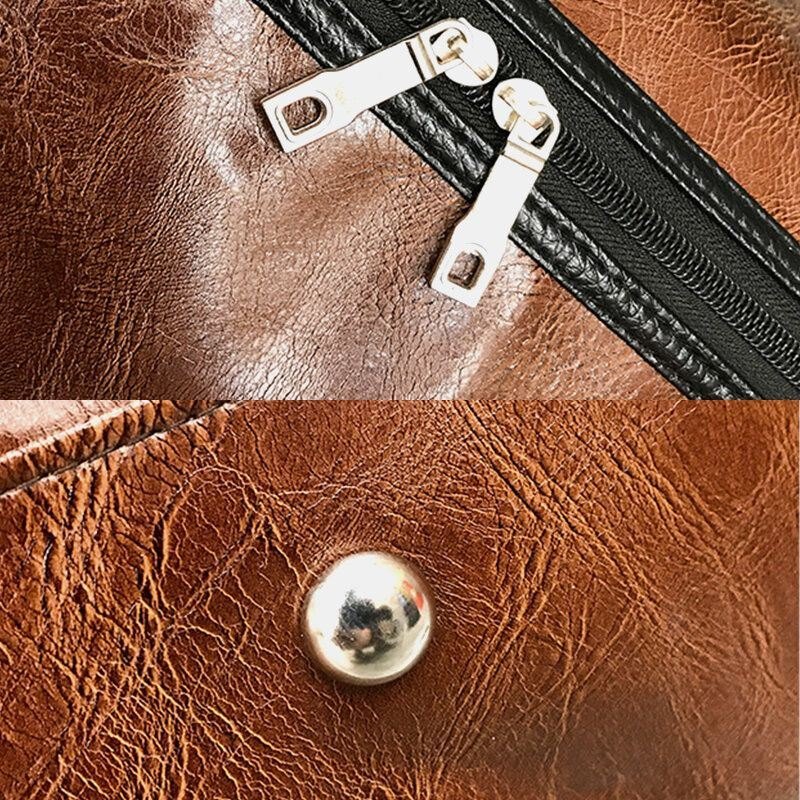 Dame & Herre Skinn Retro Håndveske Med Stor Kapasitet Business Bagasjeveske Skulderveske Crossbody Veske