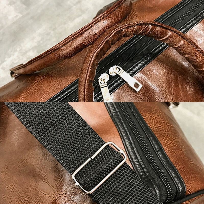 Dame & Herre Skinn Retro Håndveske Med Stor Kapasitet Business Bagasjeveske Skulderveske Crossbody Veske