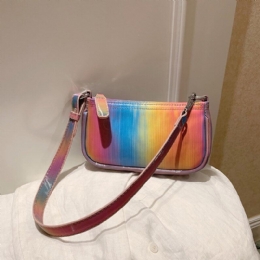 Dame Kontrastfarge Rainbow Creative Casual Tote Skulderveske Håndveske