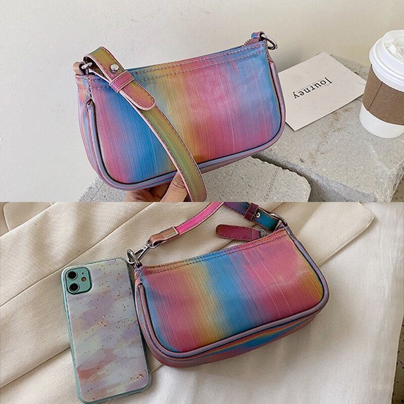 Dame Kontrastfarge Rainbow Creative Casual Tote Skulderveske Håndveske